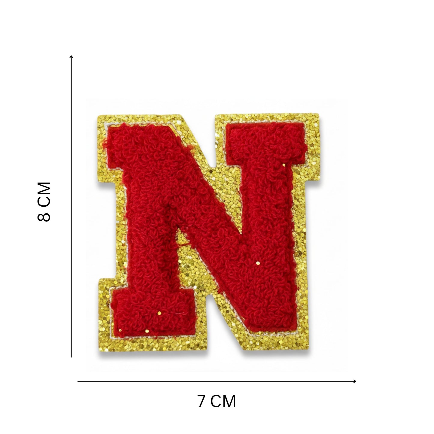 Iron On/Sew On Patch - Glitter Gold Edge Colorful Embroidered Letter "N''