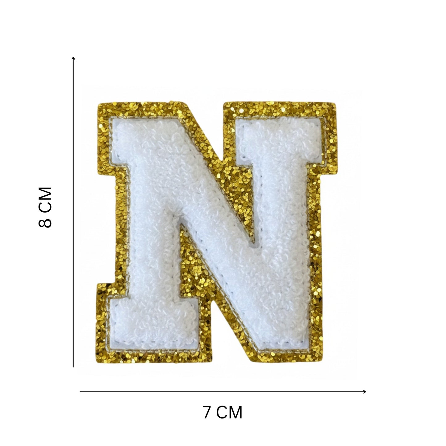 Iron On/Sew On Patch - Glitter Gold Edge Colorful Embroidered Letter "N''