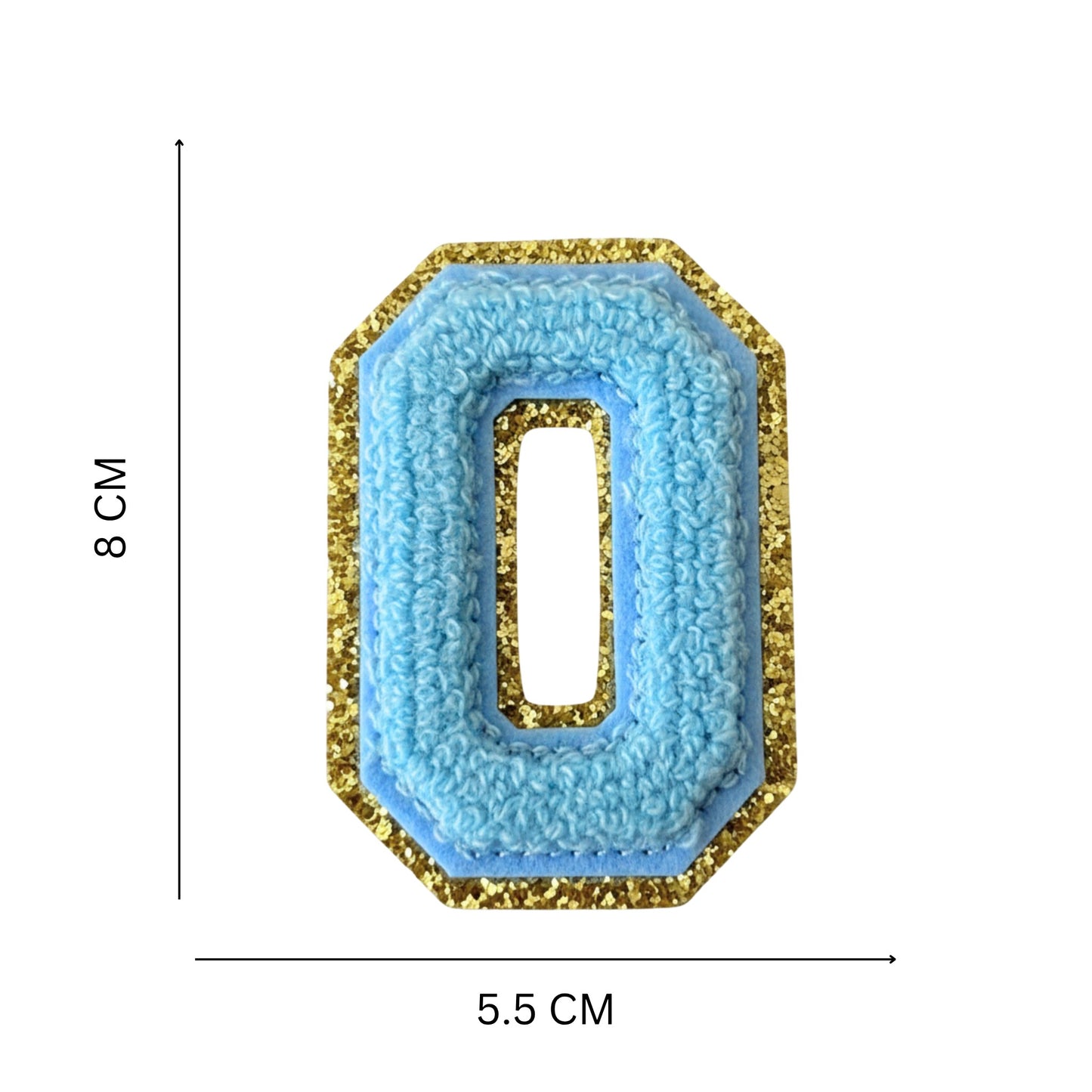 Iron On/Sew On Patch - Glitter Gold Edge Colorful Embroidered Letter "O''