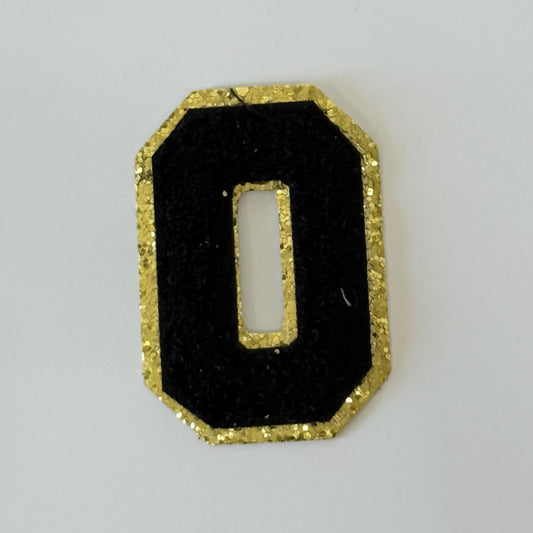 Iron On/Sew On 8cm Glitter Gold Edge Colorful Embroidered Letter "O''