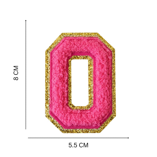 Iron On/Sew On 8cm Glitter Gold Edge Colorful Embroidered Letter "O''