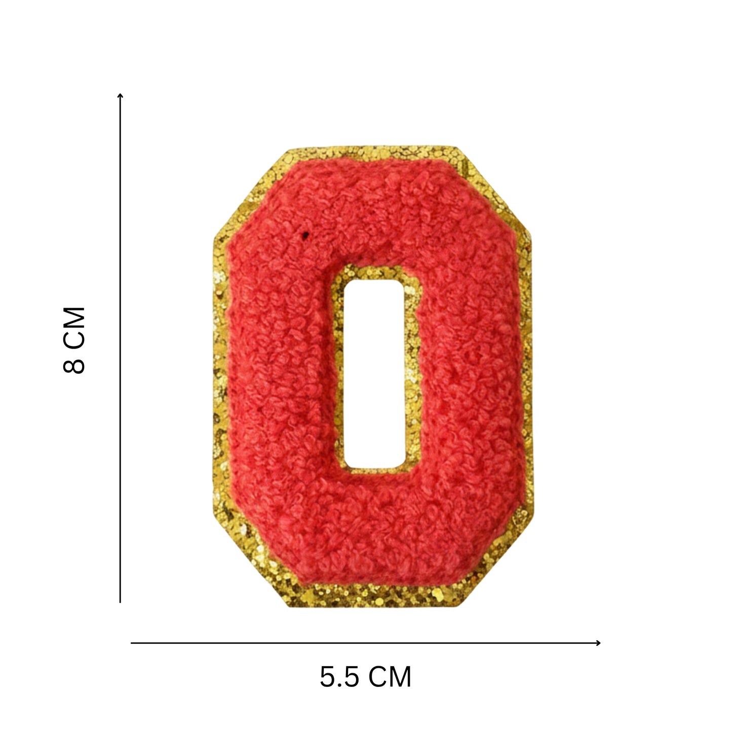 Iron On/Sew On Patch - Glitter Gold Edge Colorful Embroidered Letter "O''