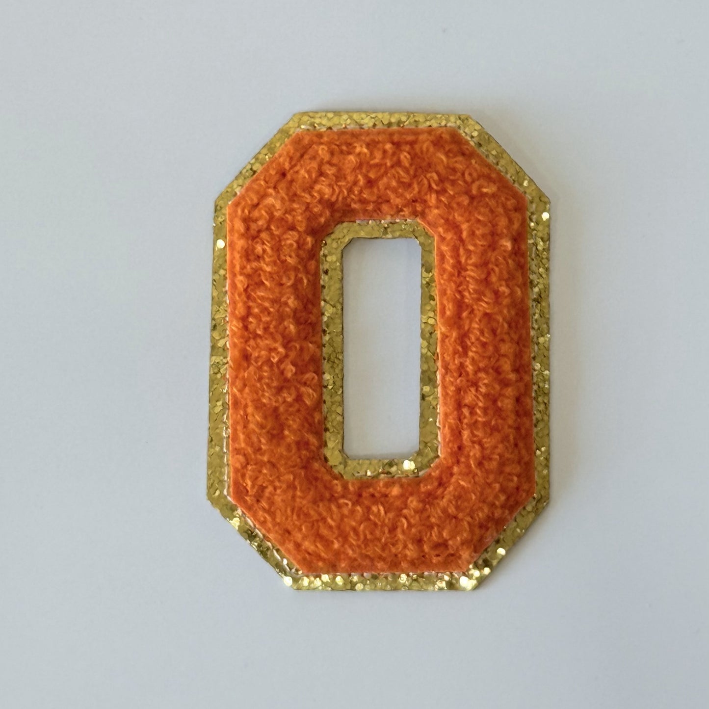 Iron On/Sew On 8cm Glitter Gold Edge Colorful Embroidered Letter "O''
