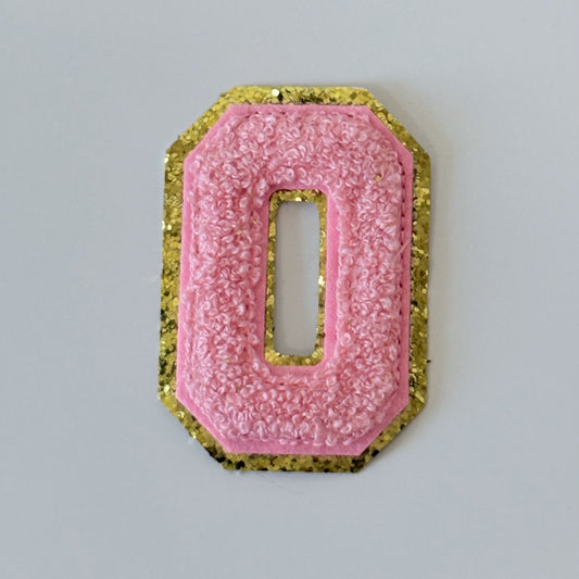 Iron On/Sew On 8cm Glitter Gold Edge Colorful Embroidered Letter "O''