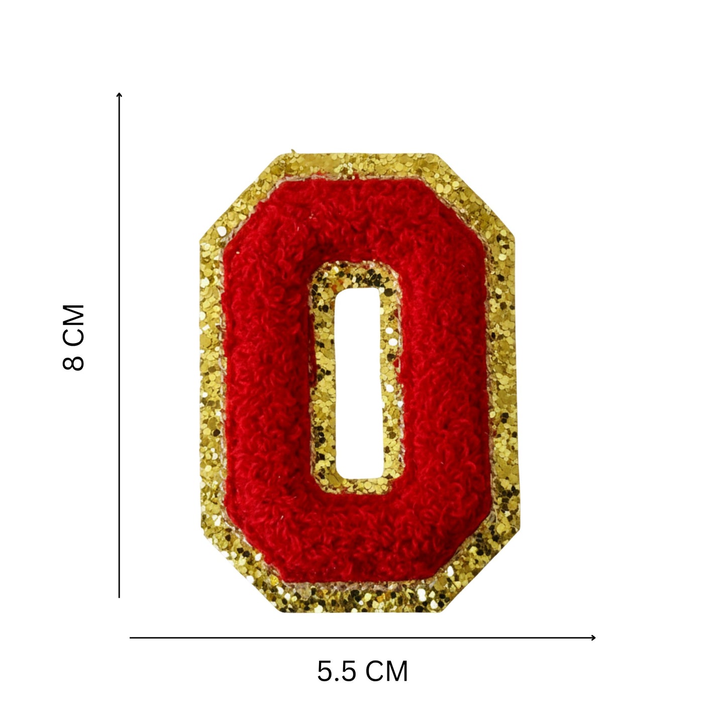 Iron On/Sew On Patch - Glitter Gold Edge Colorful Embroidered Letter "O''