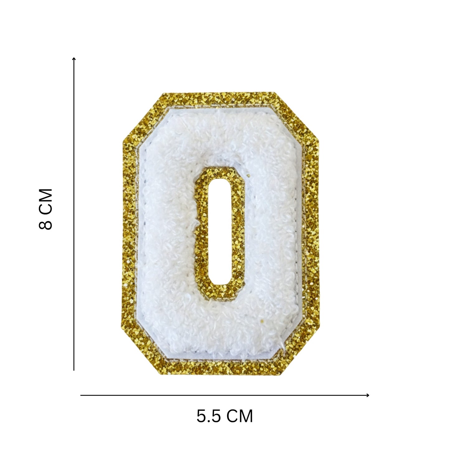 Iron On/Sew On Patch - Glitter Gold Edge Colorful Embroidered Letter "O''