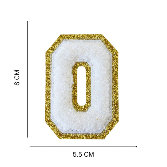 Iron On/Sew On 8cm Glitter Gold Edge Colorful Embroidered Letter "O''