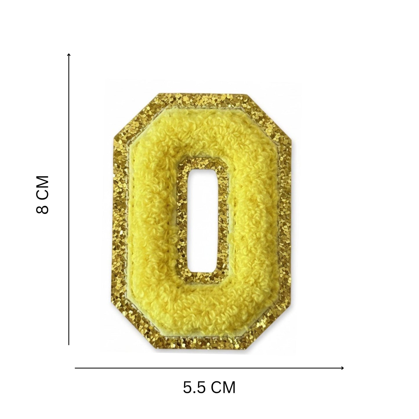 Iron On/Sew On Patch - Glitter Gold Edge Colorful Embroidered Letter "O''