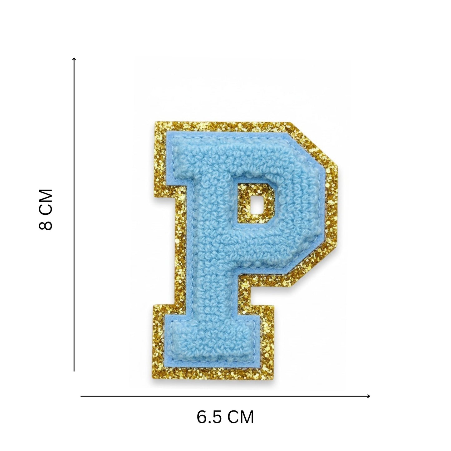 Iron On/Sew On Patch - Glitter Gold Edge Colorful Embroidered Letter "P''