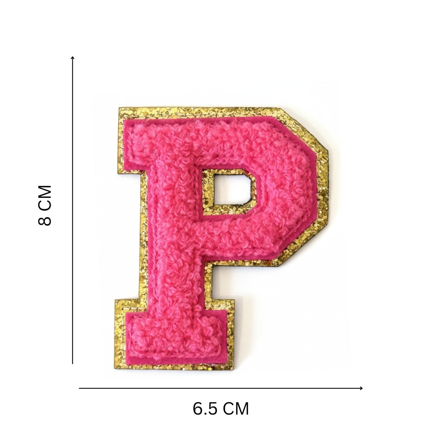 Iron On/Sew On Patch - Glitter Gold Edge Colorful Embroidered Letter "P''