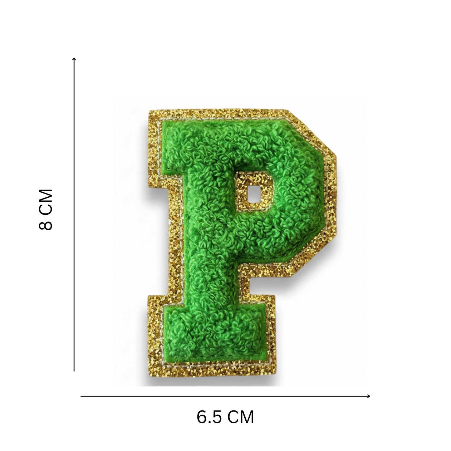 Iron On/Sew On Patch - Glitter Gold Edge Colorful Embroidered Letter "P''