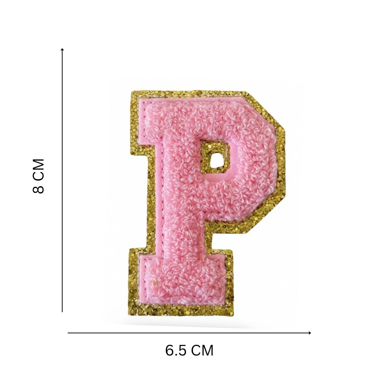 Iron On/Sew On Patch - Glitter Gold Edge Colorful Embroidered Letter "P''