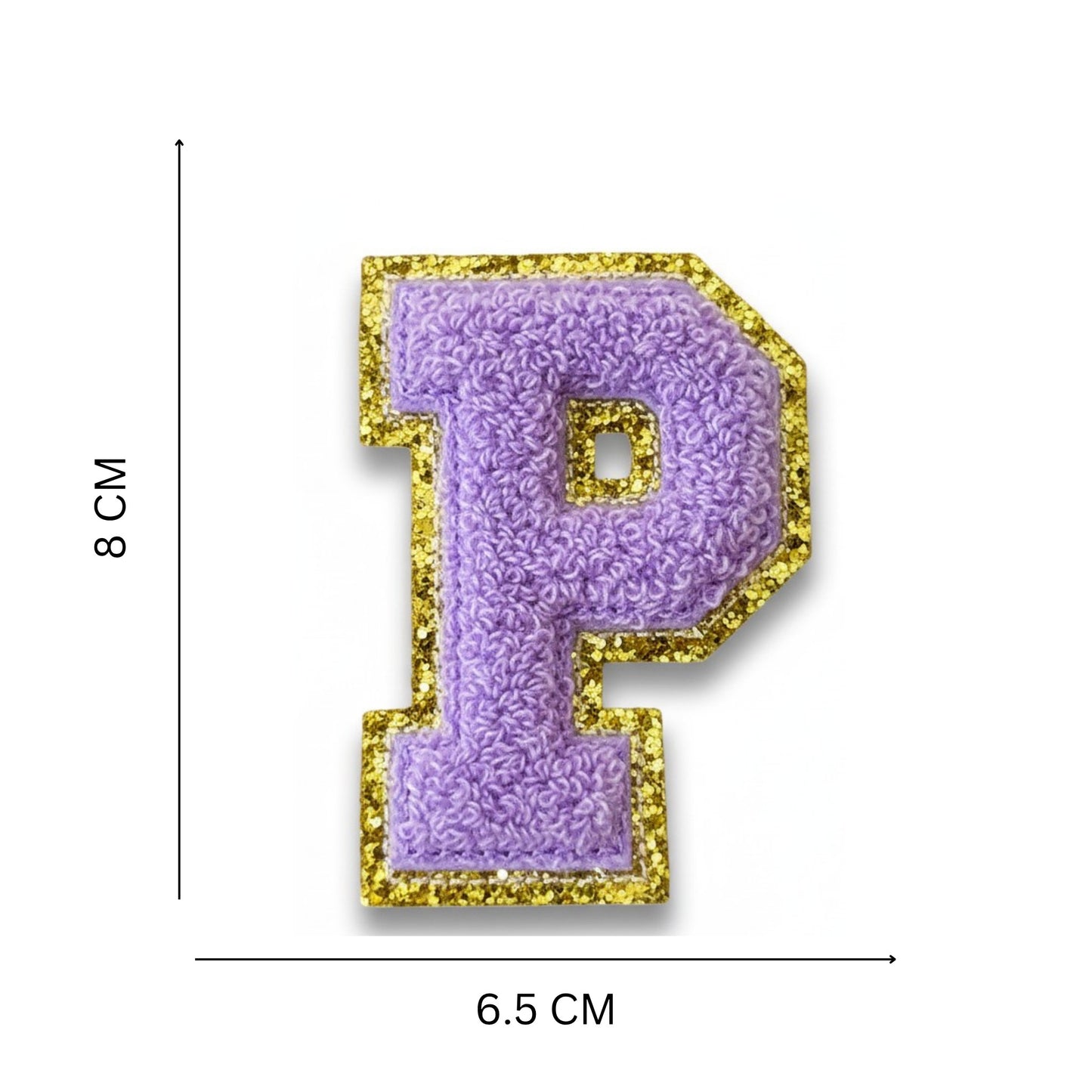 Iron On/Sew On Patch - Glitter Gold Edge Colorful Embroidered Letter "P''