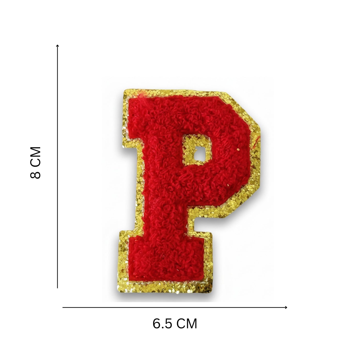 Iron On/Sew On Patch - Glitter Gold Edge Colorful Embroidered Letter "P''