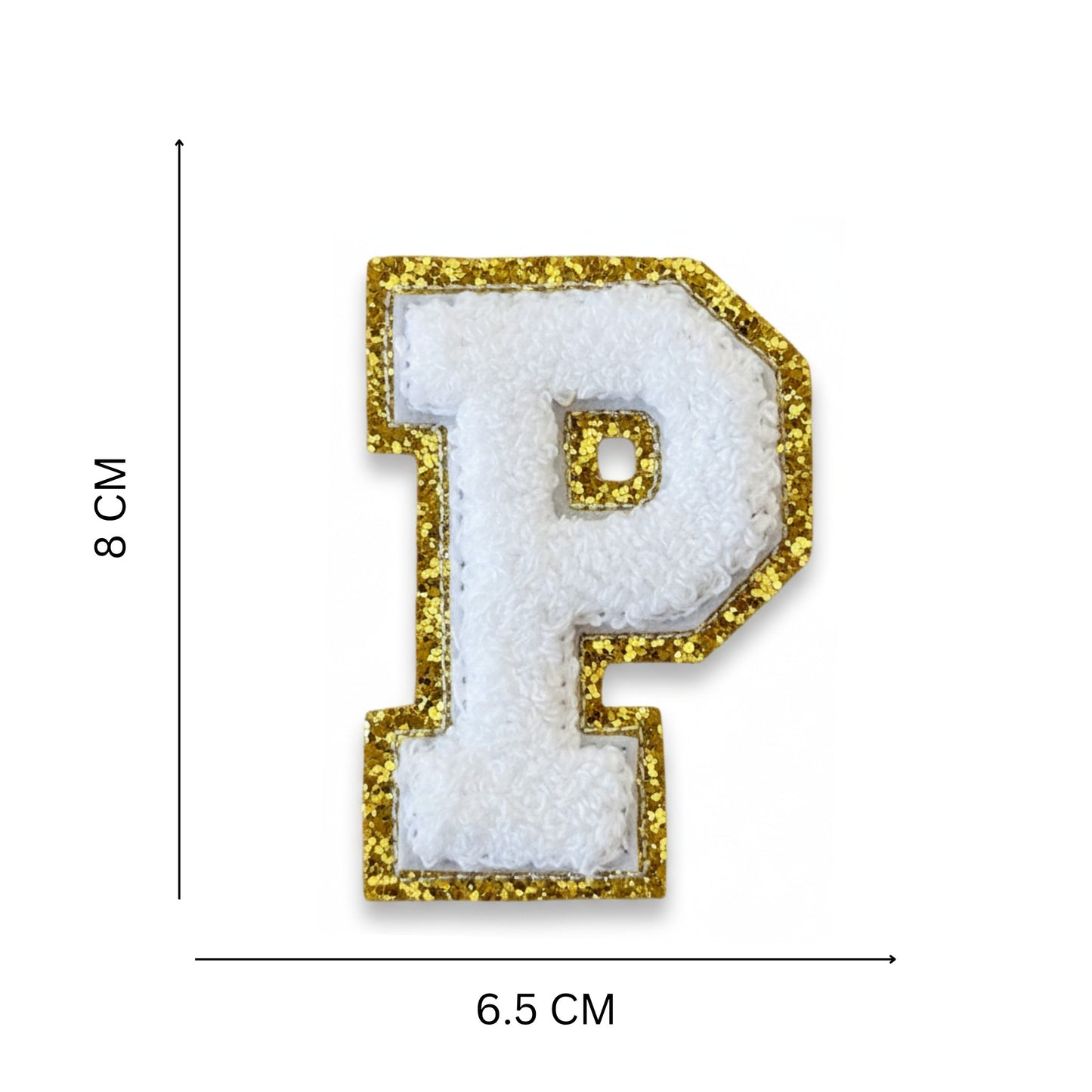 Iron On/Sew On Patch - Glitter Gold Edge Colorful Embroidered Letter "P''