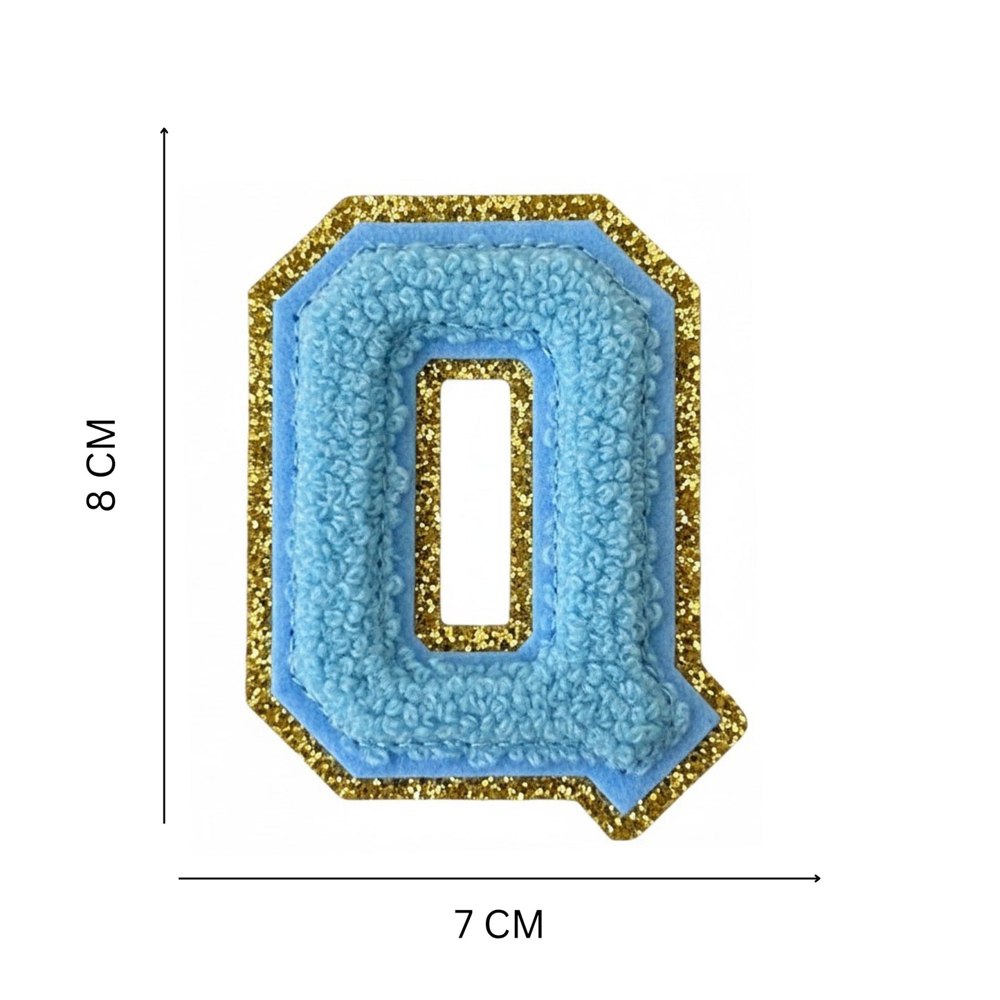 Iron On/Sew On Patch - Glitter Gold Edge Colorful Embroidered Letter "Q''