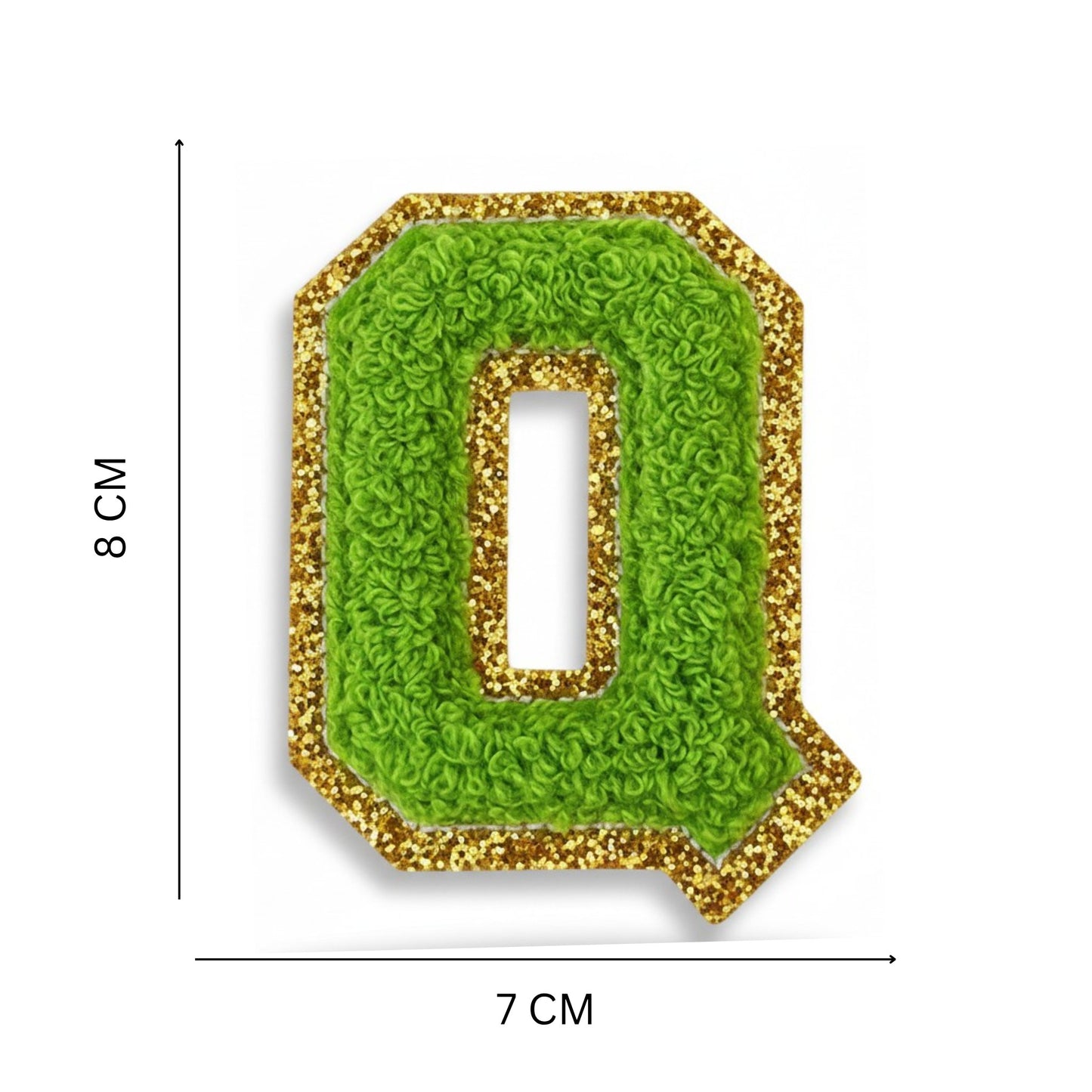 Iron On/Sew On Patch - Glitter Gold Edge Colorful Embroidered Letter "Q''