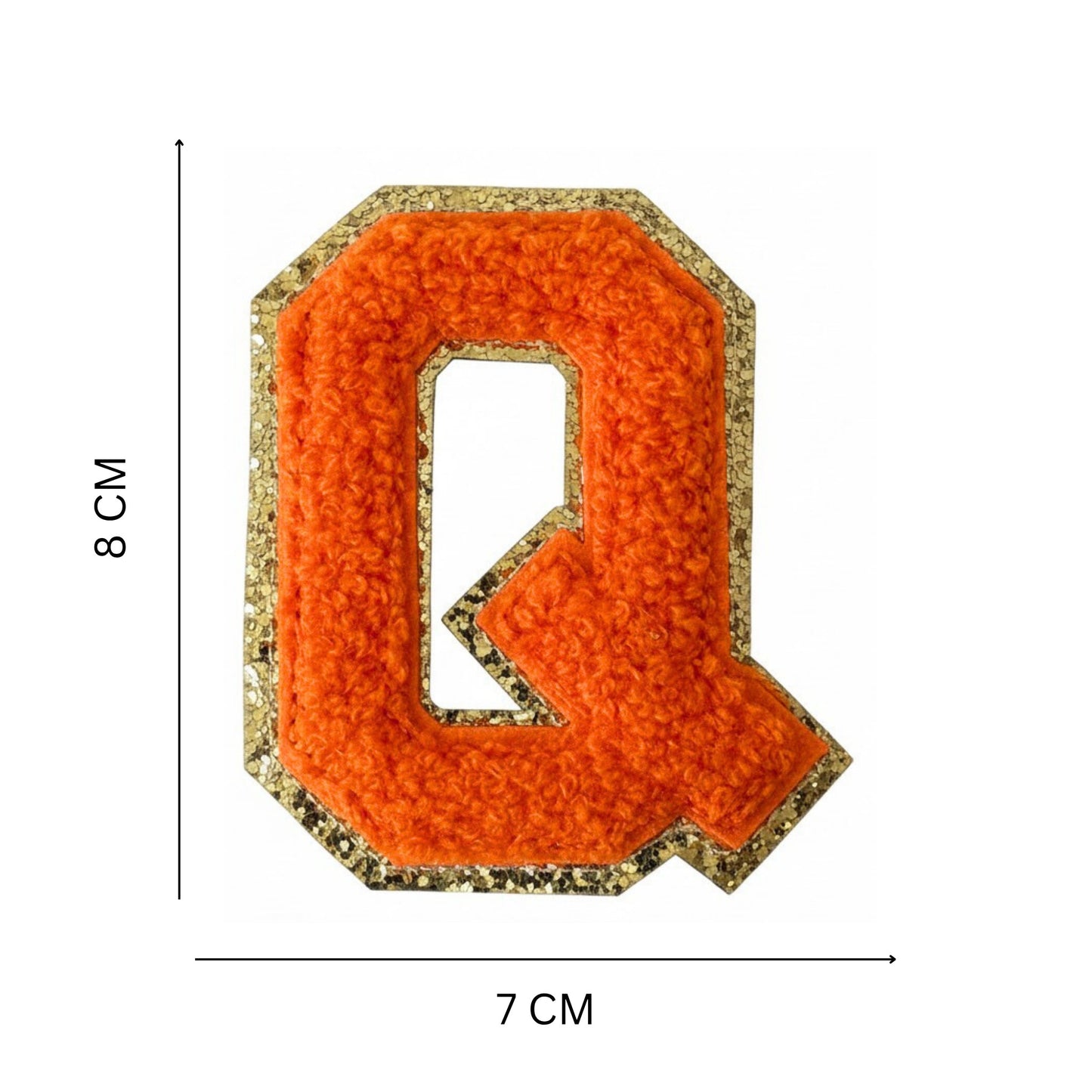 Iron On/Sew On Patch - Glitter Gold Edge Colorful Embroidered Letter "Q''