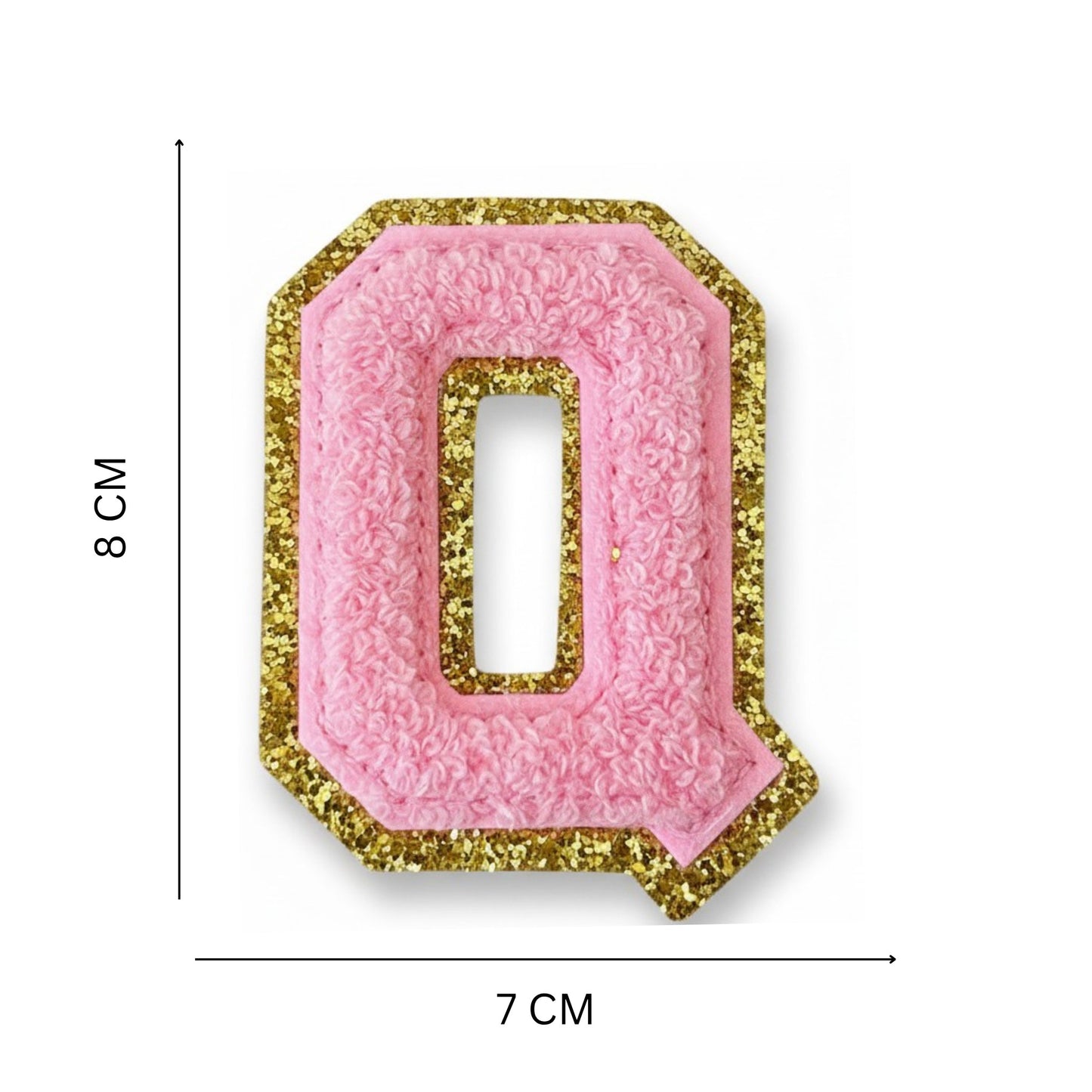 Iron On/Sew On Patch - Glitter Gold Edge Colorful Embroidered Letter "Q''