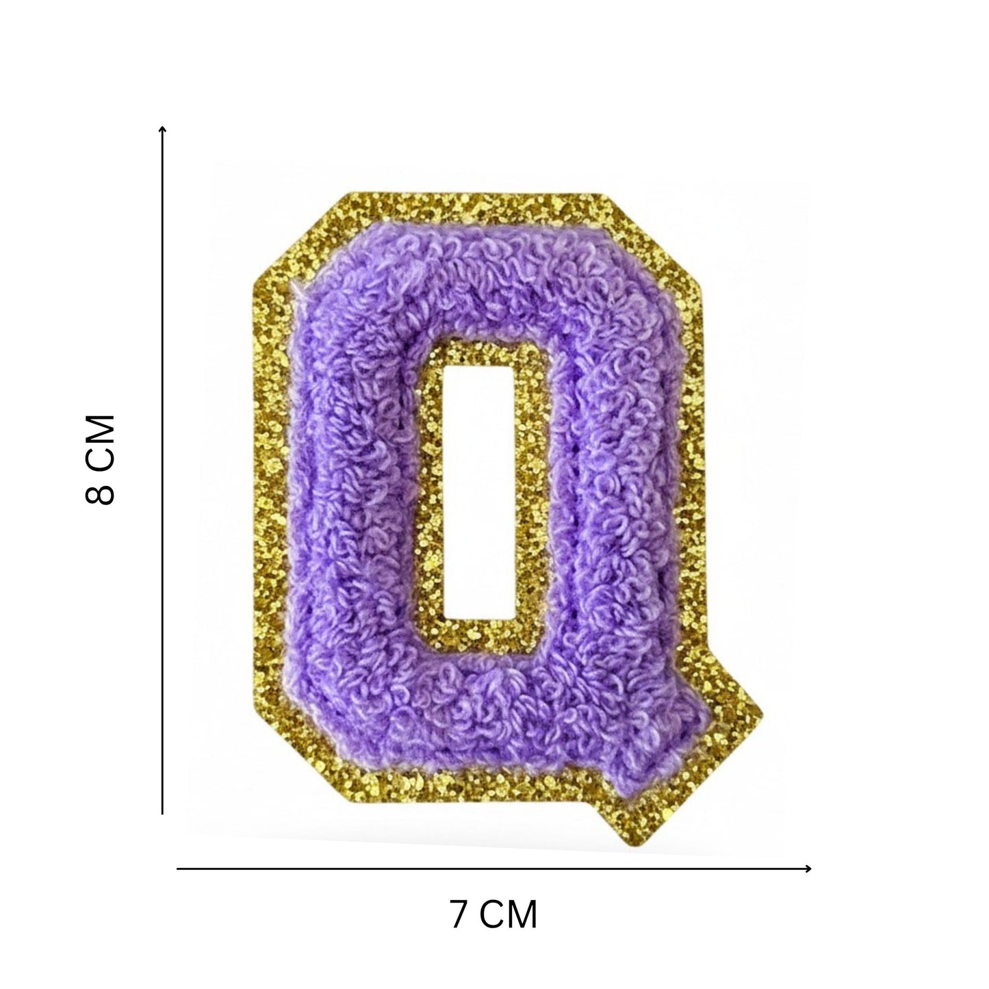 Iron On/Sew On Patch - Glitter Gold Edge Colorful Embroidered Letter "Q''