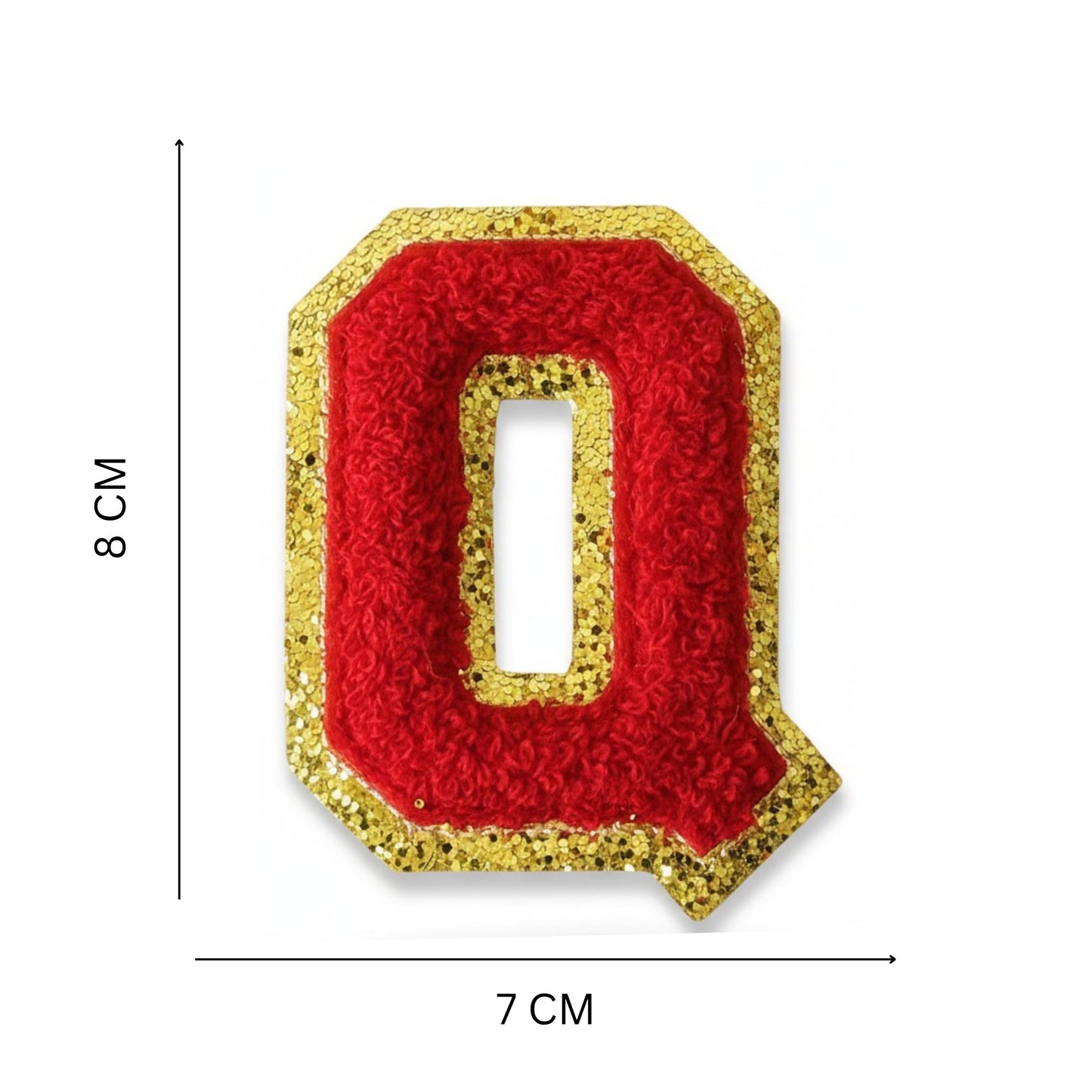 Iron On/Sew On Patch - Glitter Gold Edge Colorful Embroidered Letter "Q''