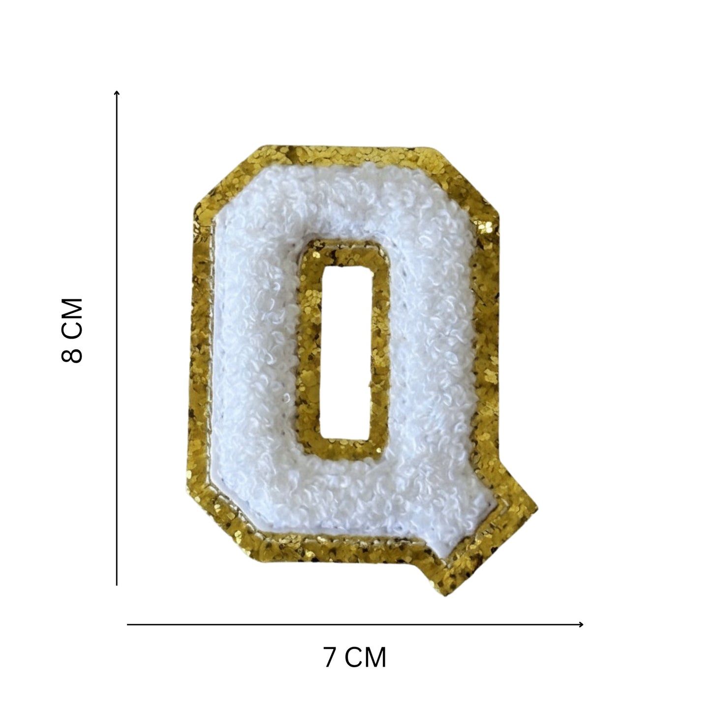 Iron On/Sew On Patch - Glitter Gold Edge Colorful Embroidered Letter "Q''