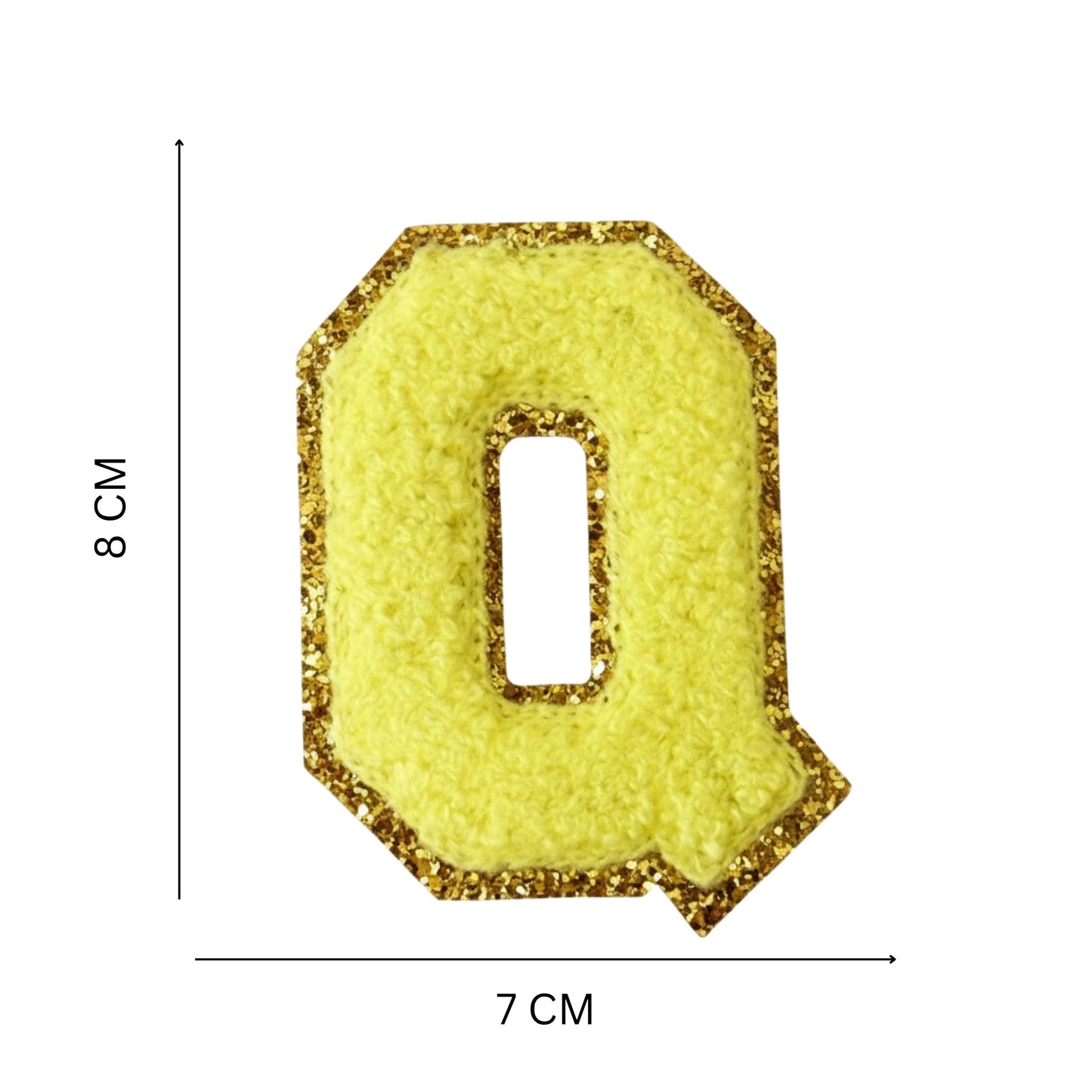 Iron On/Sew On Patch - Glitter Gold Edge Colorful Embroidered Letter "Q''