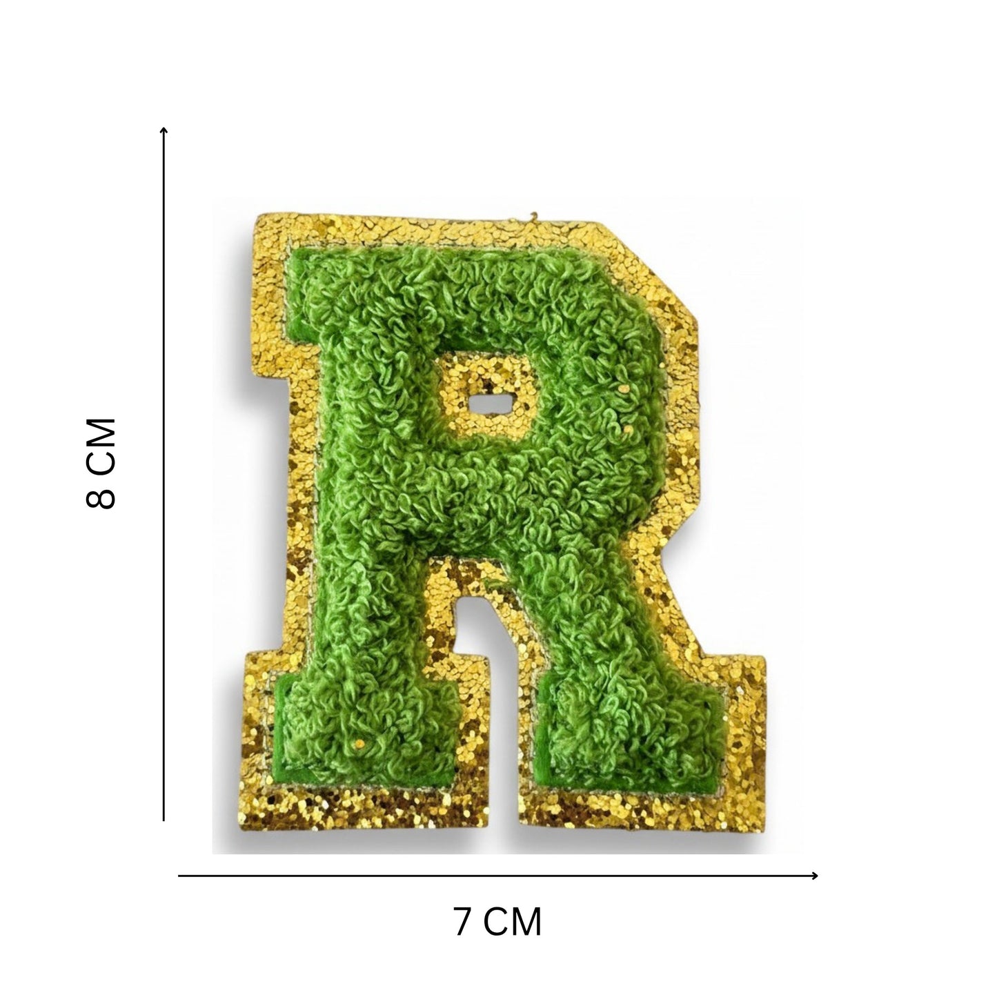 Iron On/Sew On Patch - Glitter Gold Edge Colorful Embroidered Letter "R''