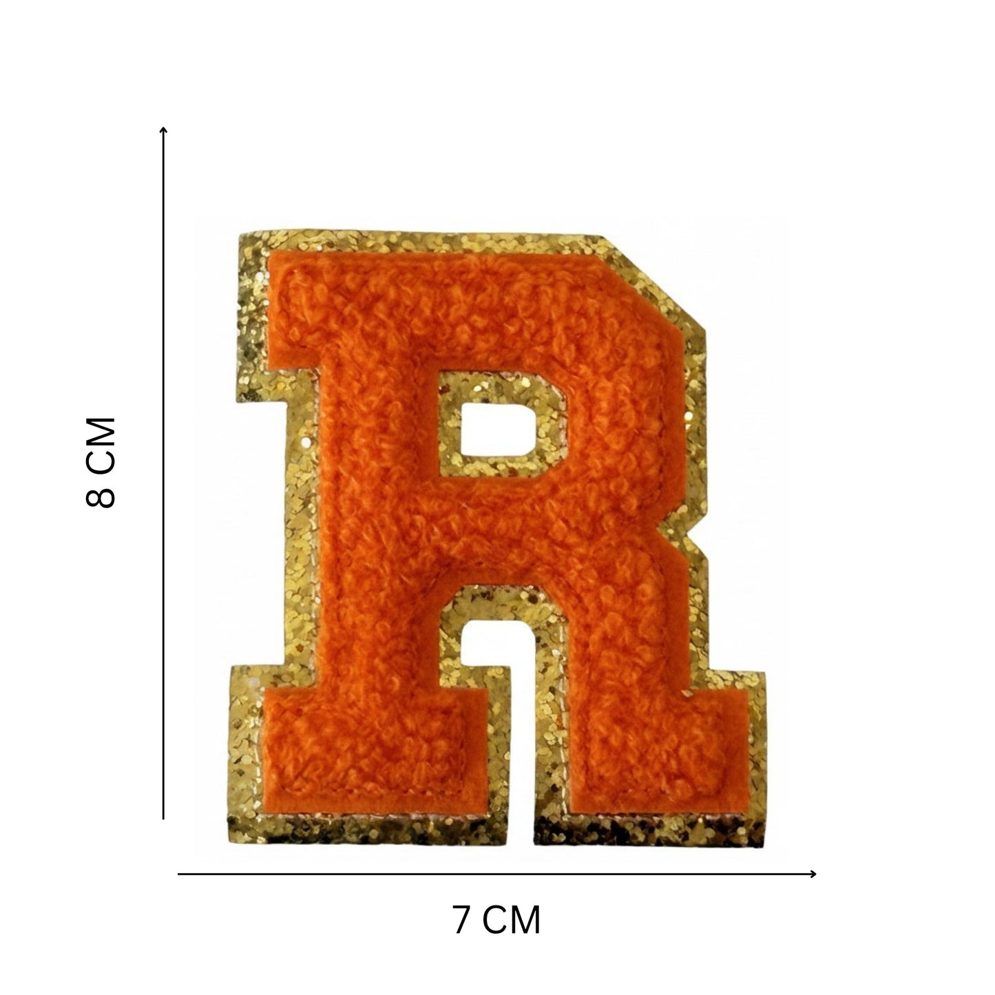 Iron On/Sew On Patch - Glitter Gold Edge Colorful Embroidered Letter "R''