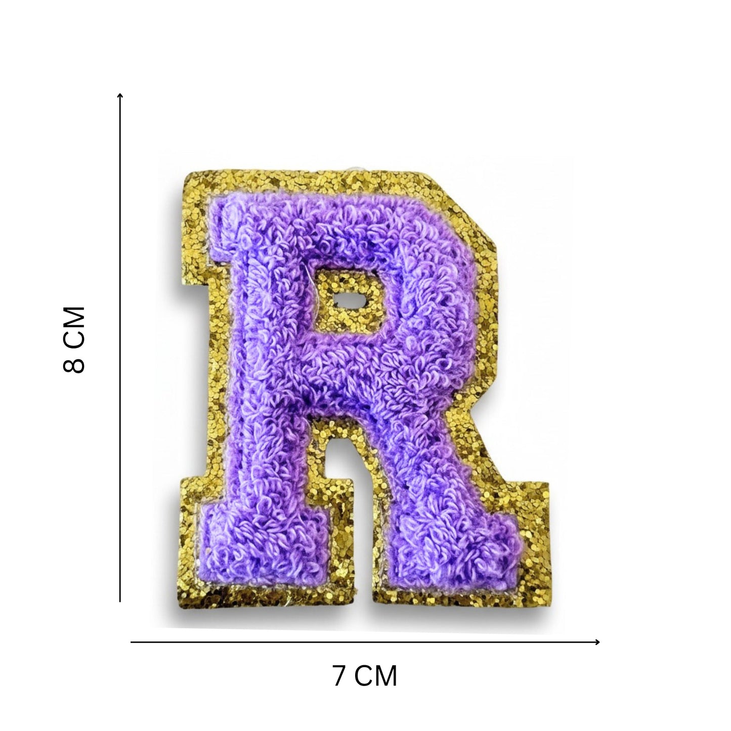 Iron On/Sew On Patch - Glitter Gold Edge Colorful Embroidered Letter "R''