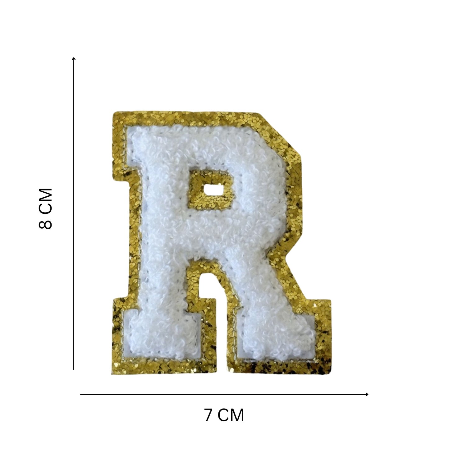 Iron On/Sew On Patch - Glitter Gold Edge Colorful Embroidered Letter "R''