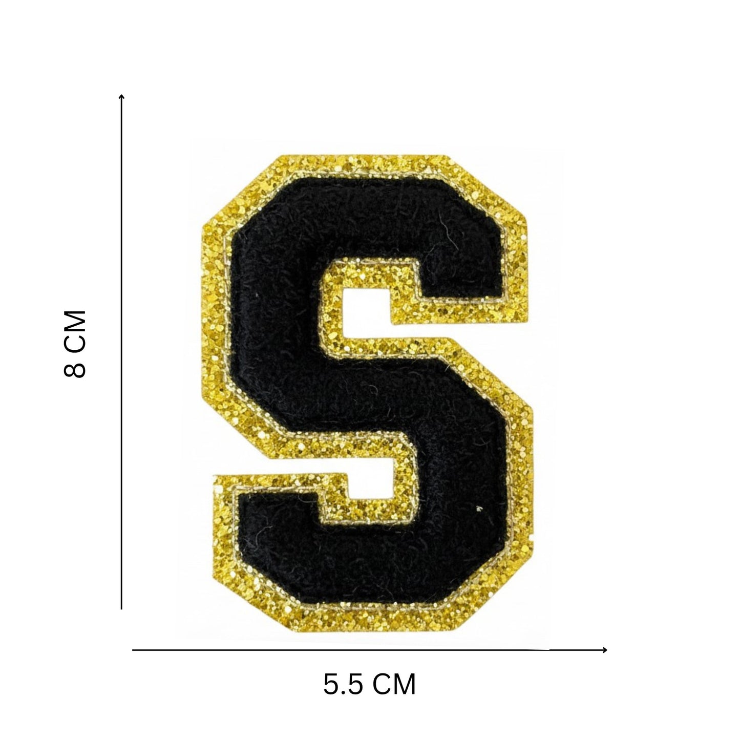Iron On/Sew On Patch - Glitter Gold Edge Colorful Embroidered Letter "S''