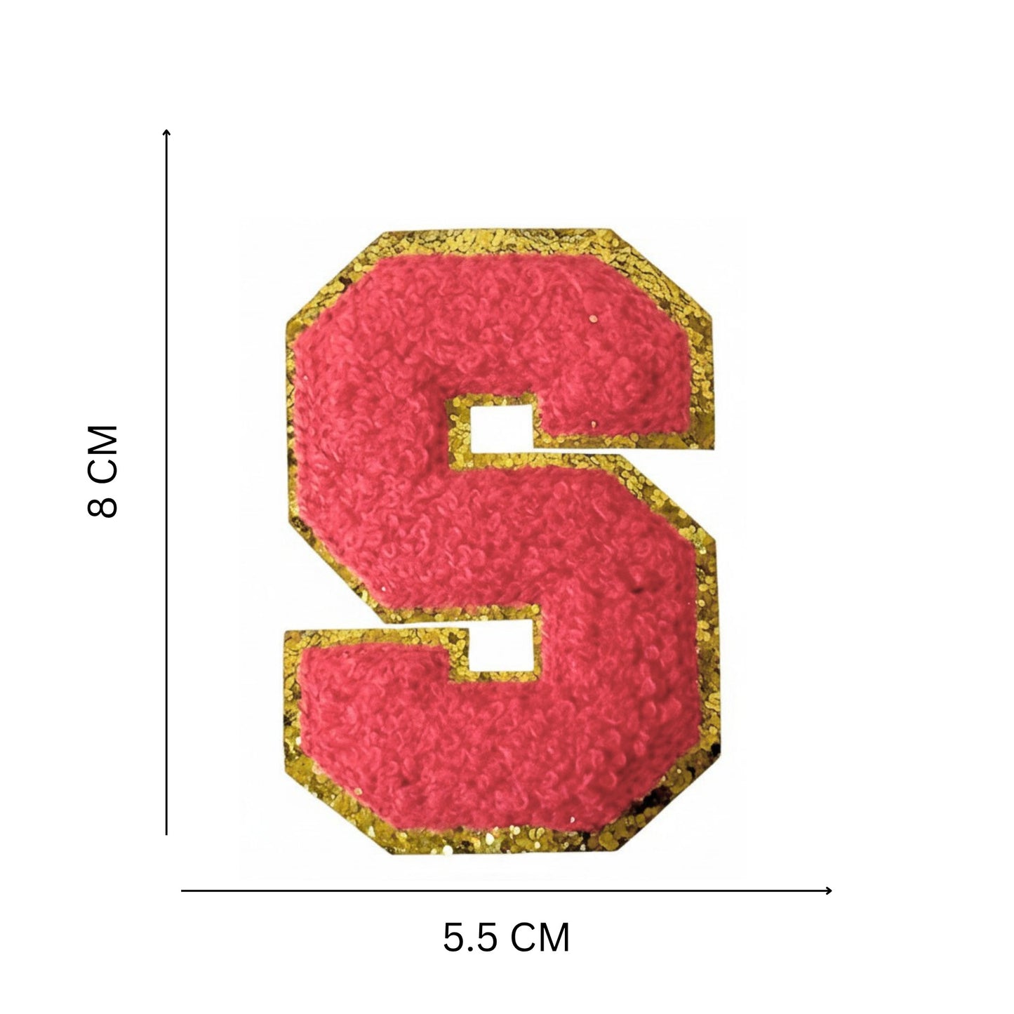 Iron On/Sew On Patch - Glitter Gold Edge Colorful Embroidered Letter "S''