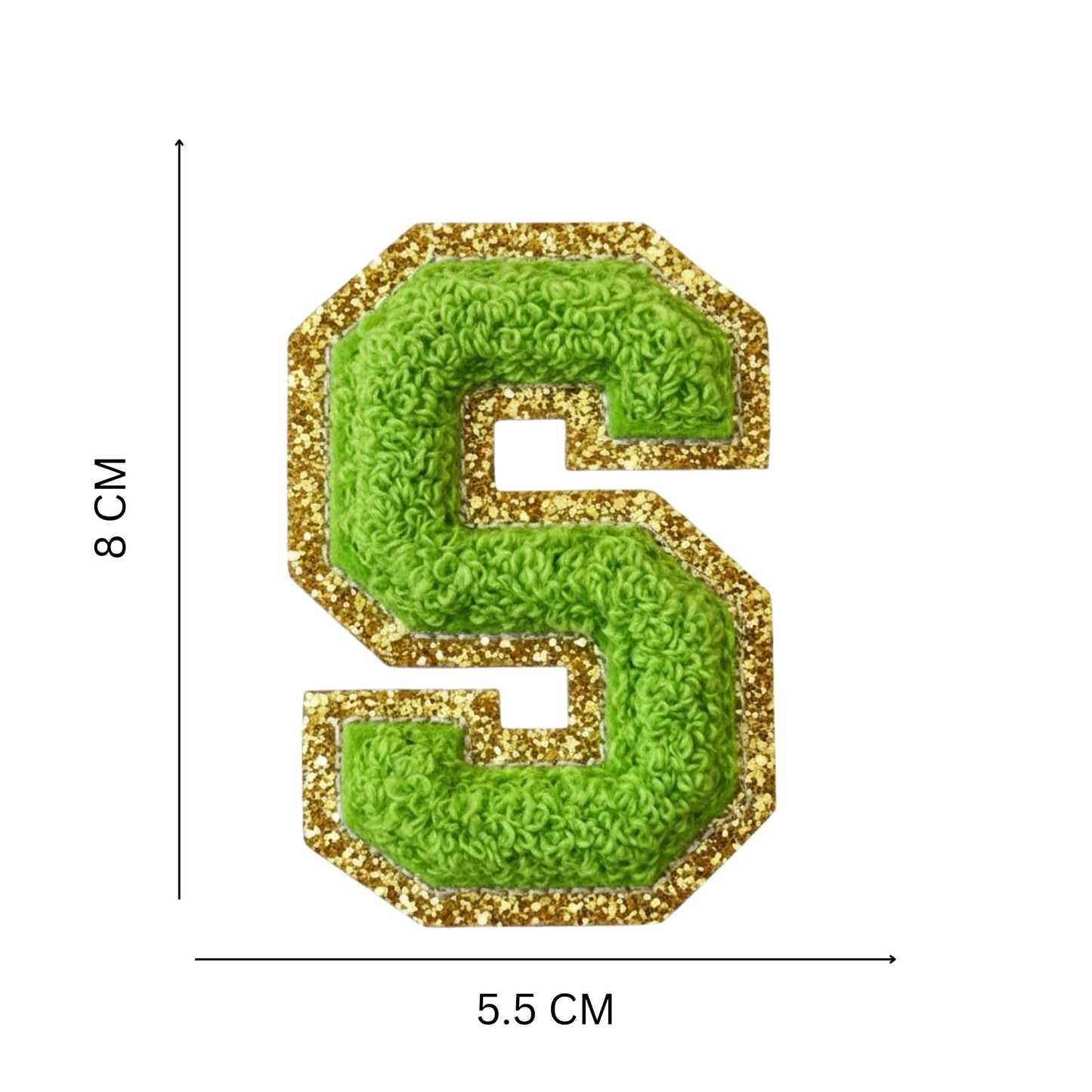 Iron On/Sew On Patch - Glitter Gold Edge Colorful Embroidered Letter "S''