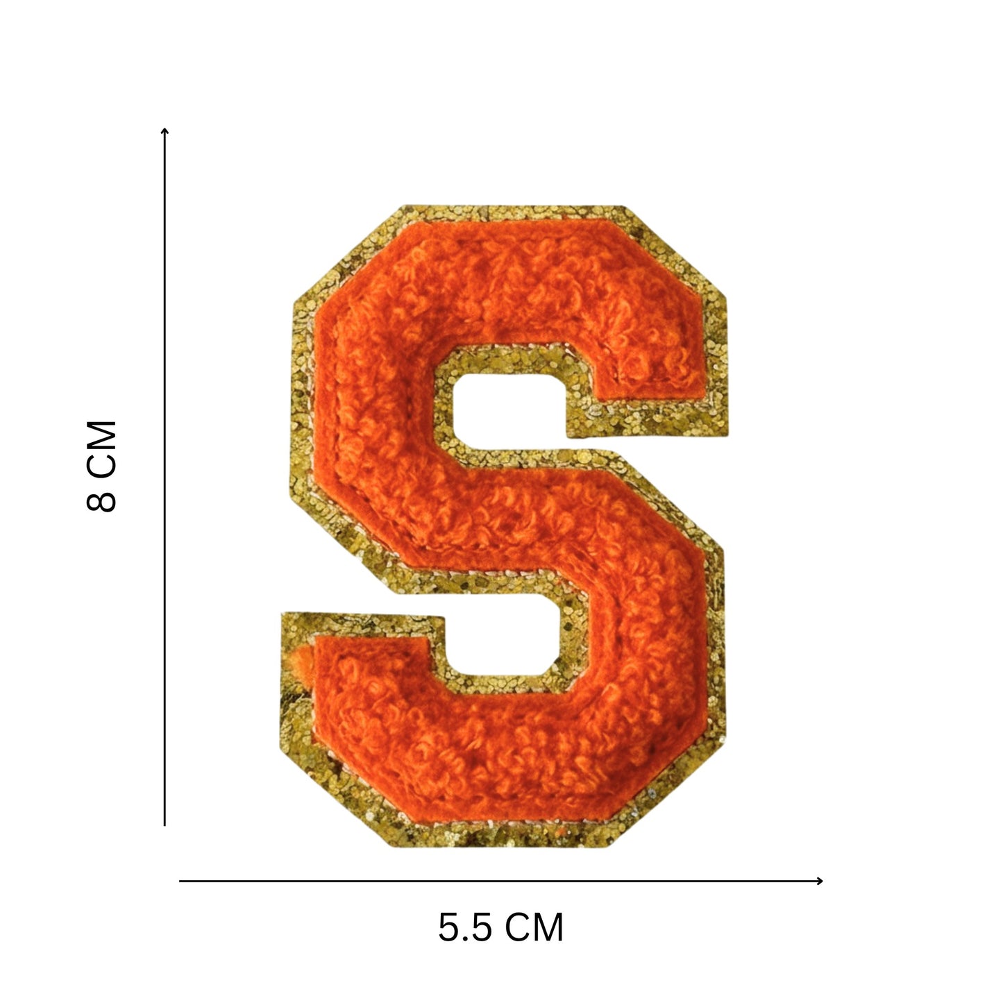 Iron On/Sew On Patch - Glitter Gold Edge Colorful Embroidered Letter "S''