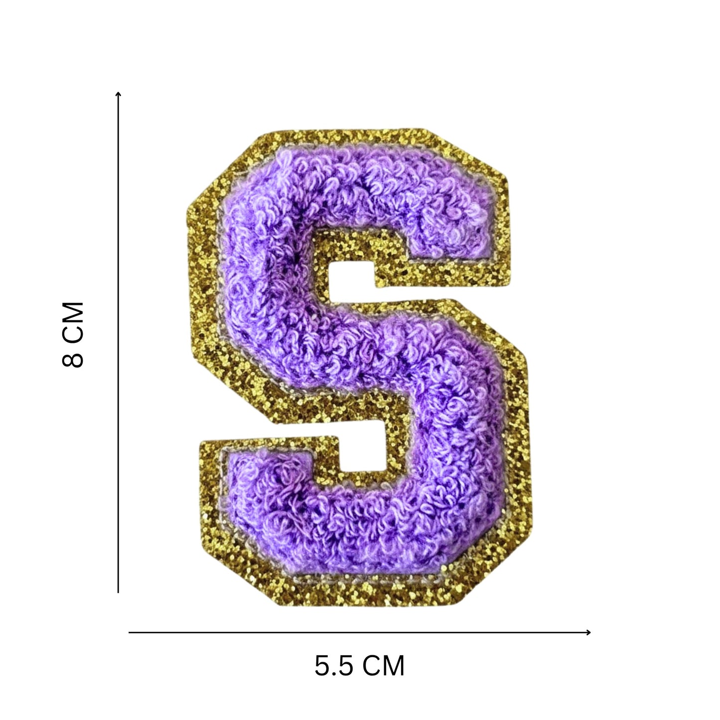 Iron On/Sew On Patch - Glitter Gold Edge Colorful Embroidered Letter "S''