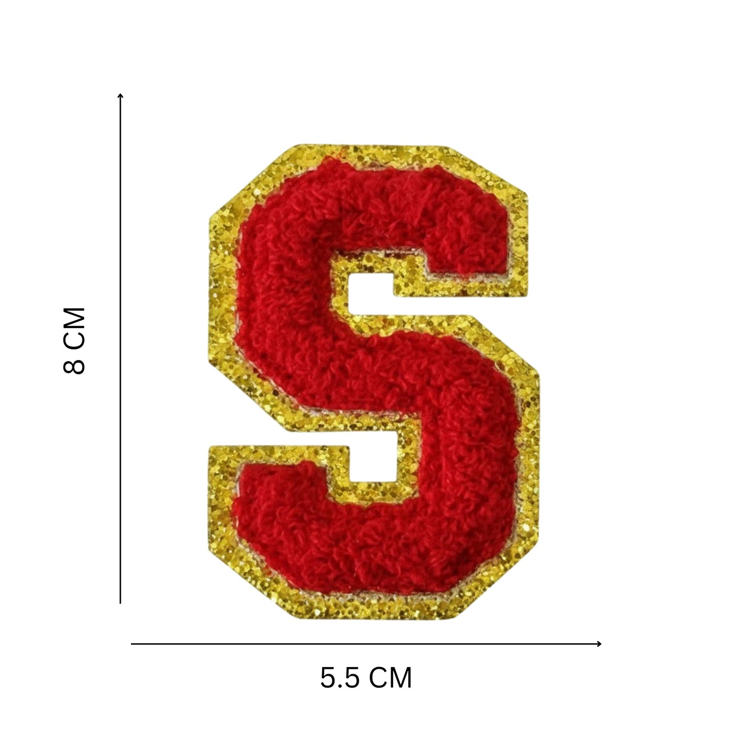 Iron On/Sew On Patch - Glitter Gold Edge Colorful Embroidered Letter "S''