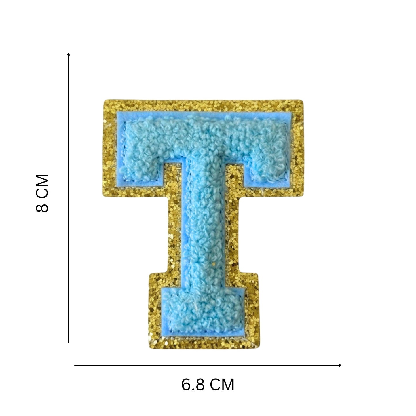 Iron On/Sew On Patch - Glitter Gold Edge Colorful Embroidered Letter "T''