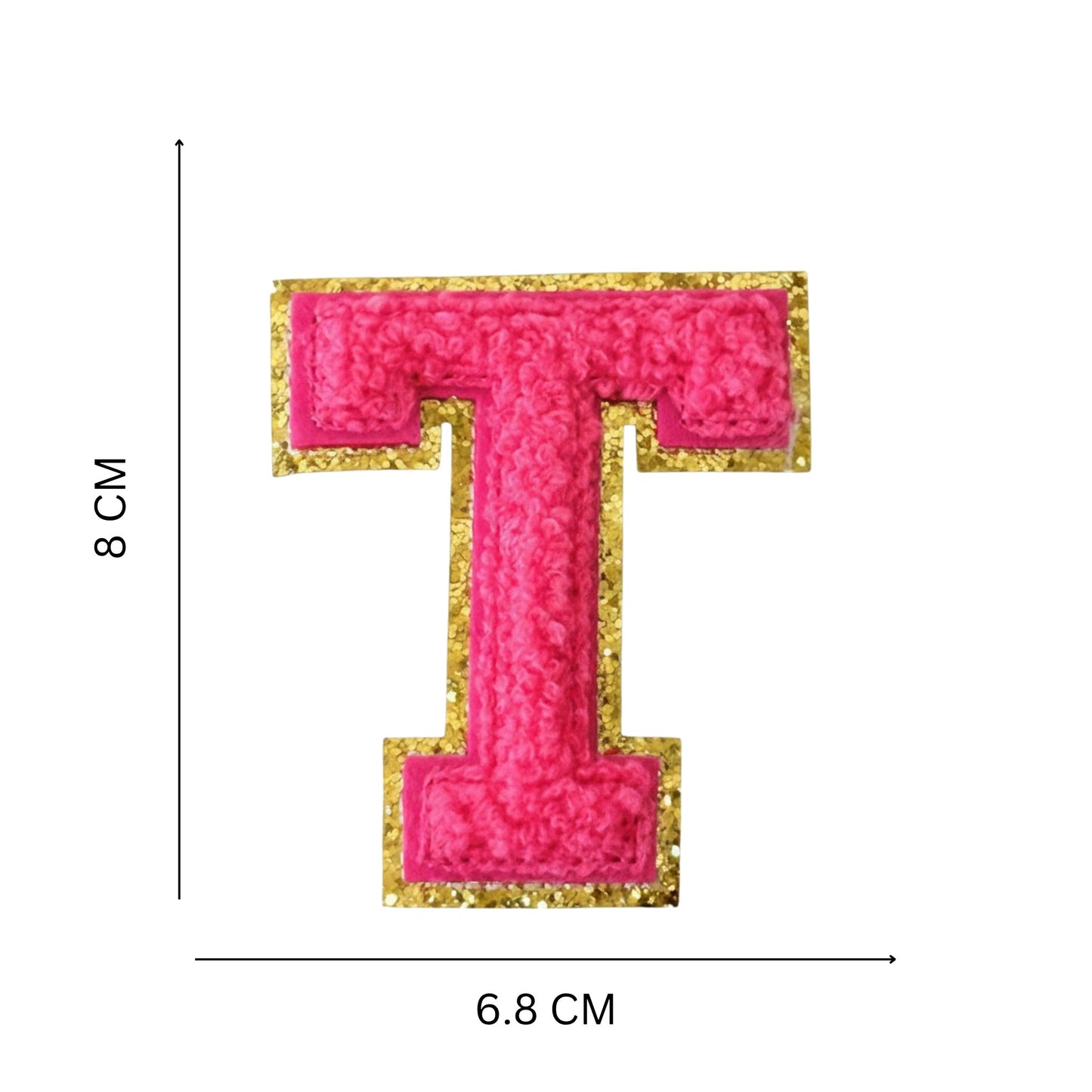 Iron On/Sew On Patch - Glitter Gold Edge Colorful Embroidered Letter "T''