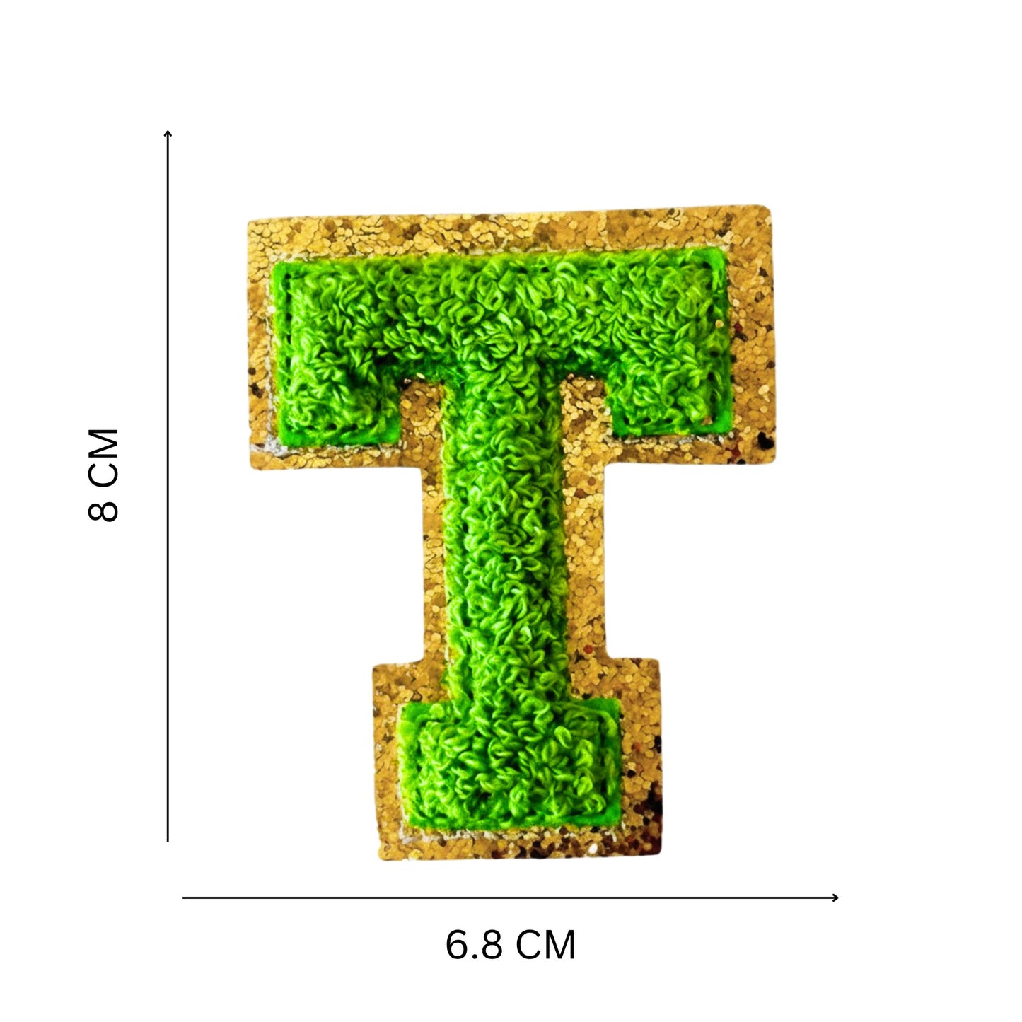 Iron On/Sew On Patch - Glitter Gold Edge Colorful Embroidered Letter "T''