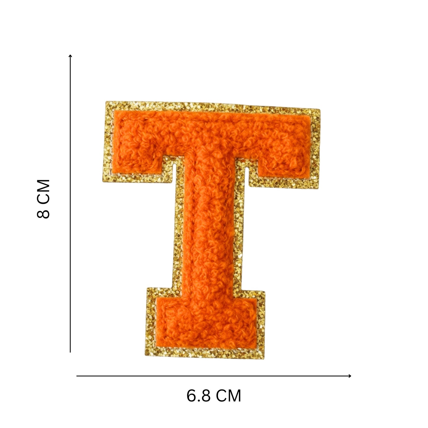 Iron On/Sew On Patch - Glitter Gold Edge Colorful Embroidered Letter "T''