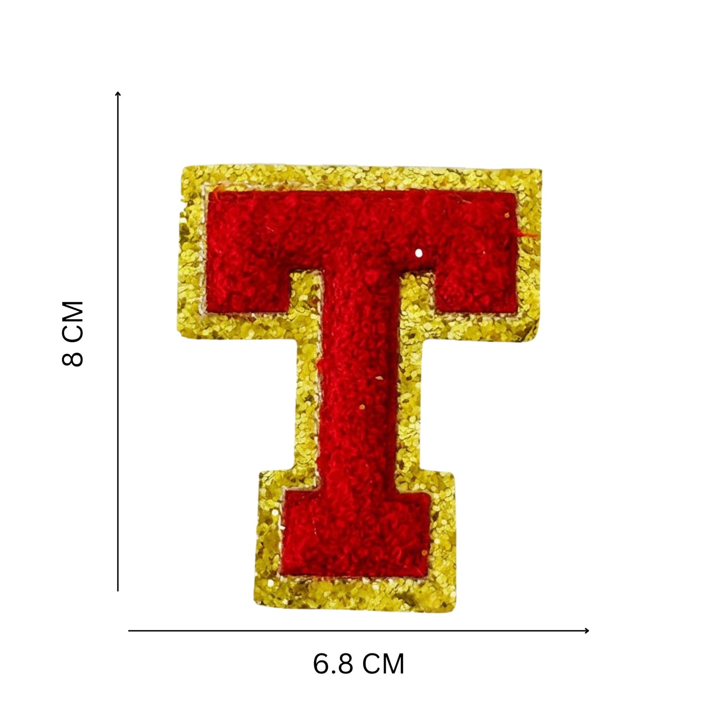 Iron On/Sew On Patch - Glitter Gold Edge Colorful Embroidered Letter "T''