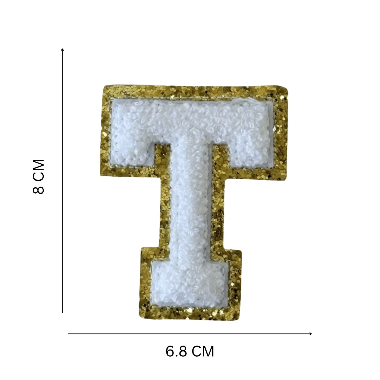 Iron On/Sew On Patch - Glitter Gold Edge Colorful Embroidered Letter "T''
