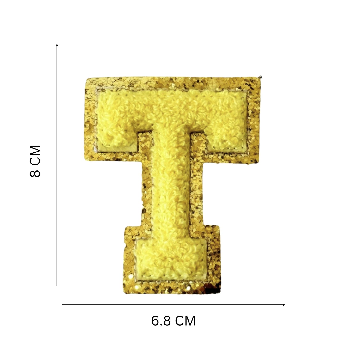 Iron On/Sew On Patch - Glitter Gold Edge Colorful Embroidered Letter "T''