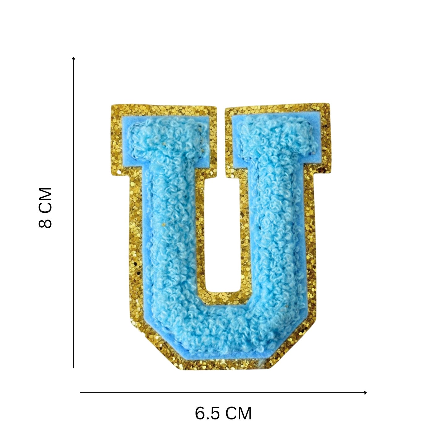 Iron On/Sew On Patch - Glitter Gold Edge Colorful Embroidered Letter "U''