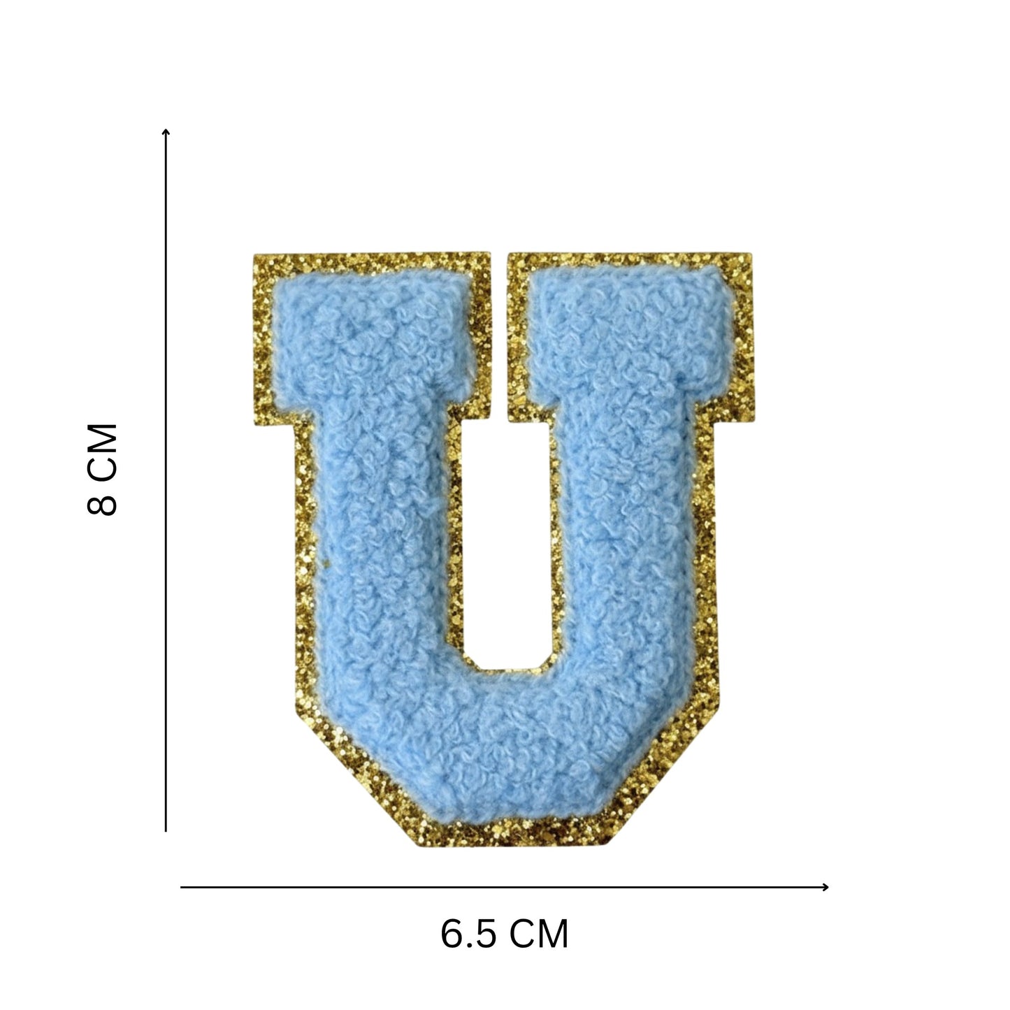 Iron On/Sew On Patch - Glitter Gold Edge Colorful Embroidered Letter "U''