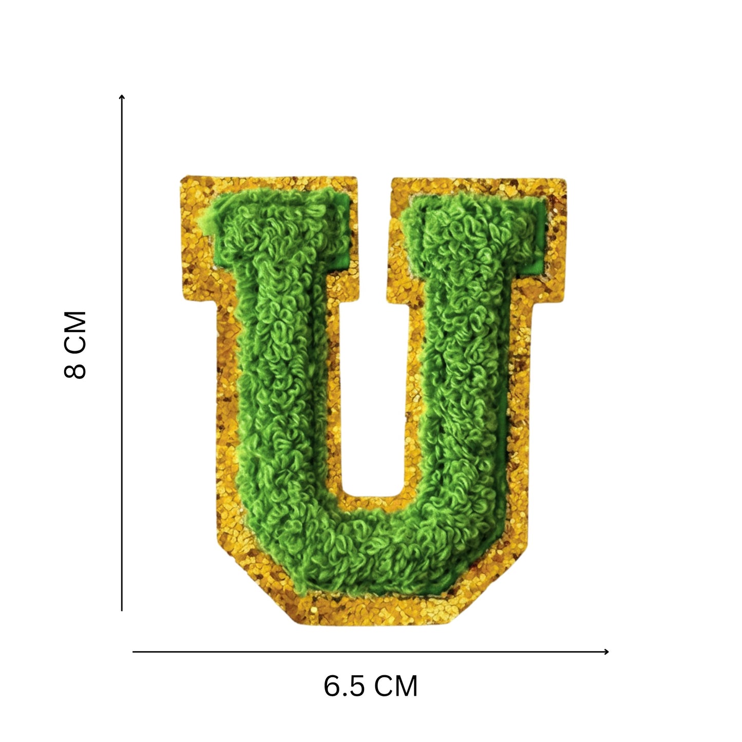 Iron On/Sew On Patch - Glitter Gold Edge Colorful Embroidered Letter "U''
