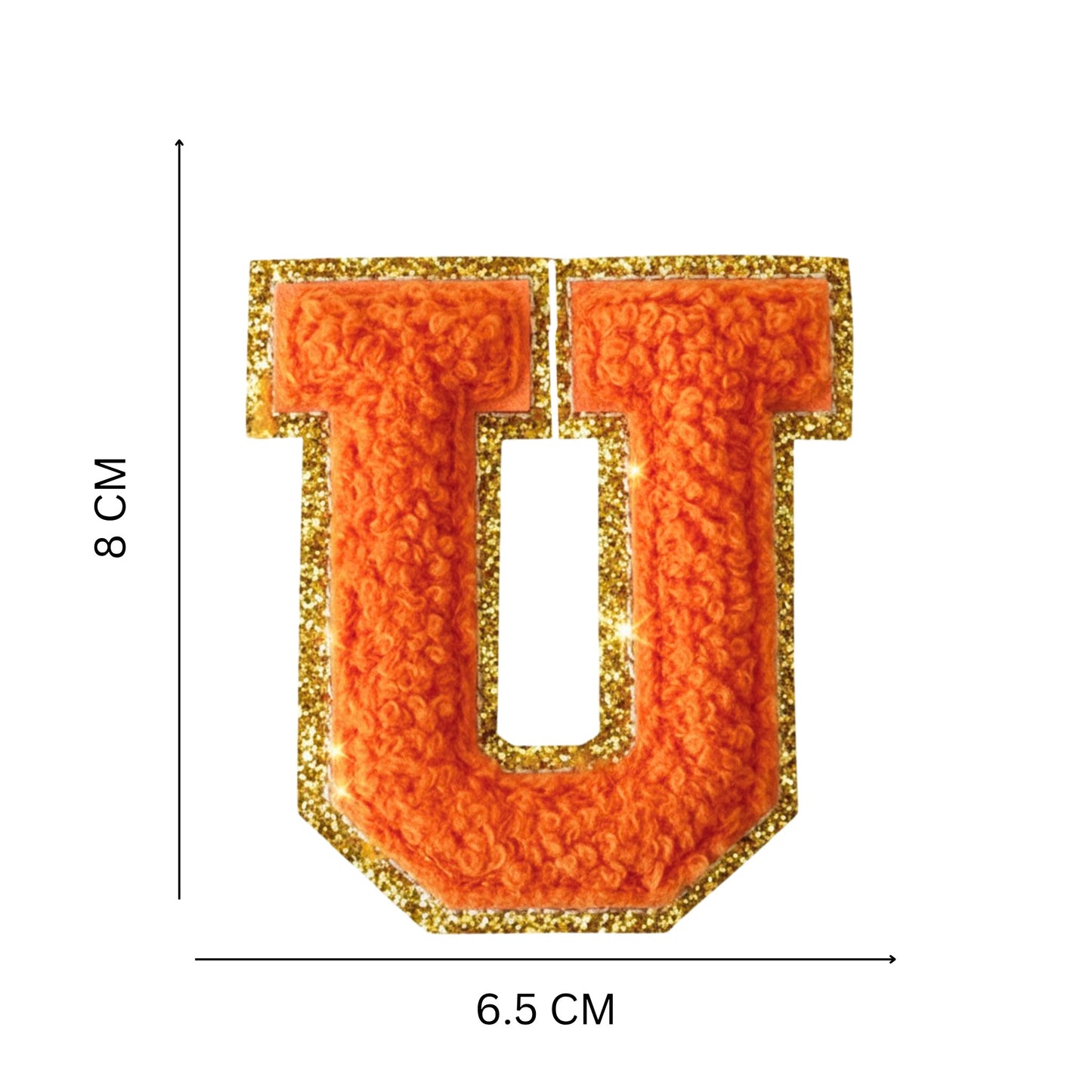 Iron On/Sew On Patch - Glitter Gold Edge Colorful Embroidered Letter "U''