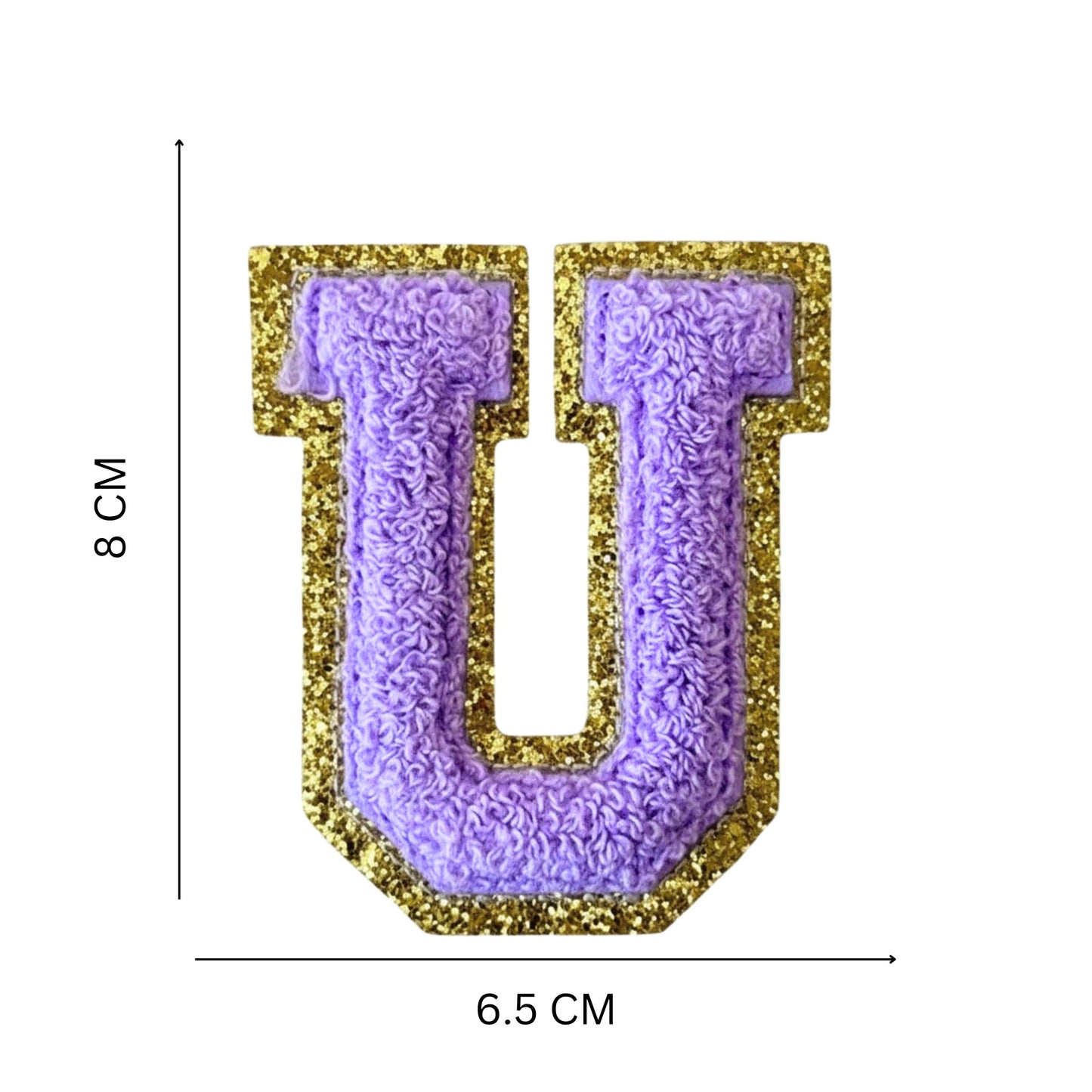 Iron On/Sew On Patch - Glitter Gold Edge Colorful Embroidered Letter "U''