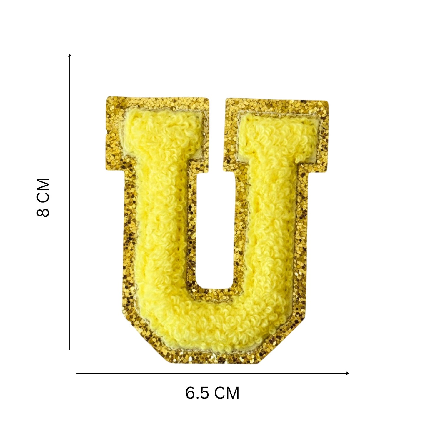Iron On/Sew On Patch - Glitter Gold Edge Colorful Embroidered Letter "U''